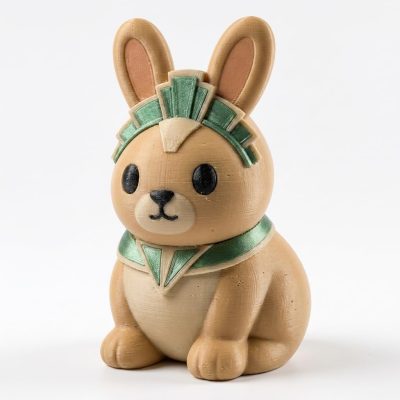 Art Deco Bunny Collectible Figurine - Unique Desk Decor for Adults – 3D Printed in Canada — 3D Printed Bunnies by 3DCentral