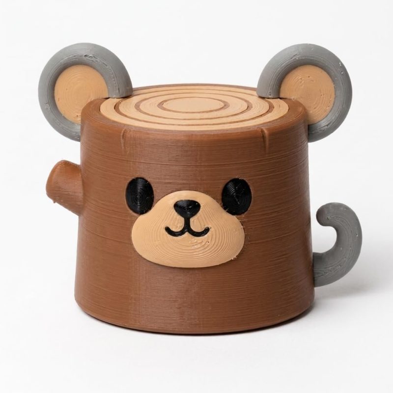 Mouse Tree Stump Collectible Figurine - Unique Desk Decor for Adults – 3D Printed in Canada