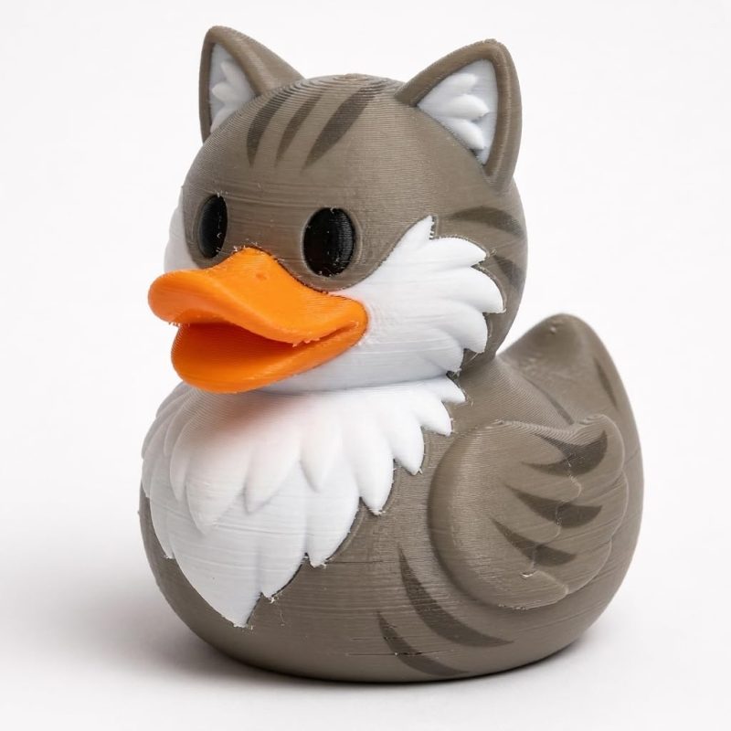 Norwegian Forest Cat Duck Collectible Figurine - Unique Desk Decor for Adults – 3D Printed in Canada