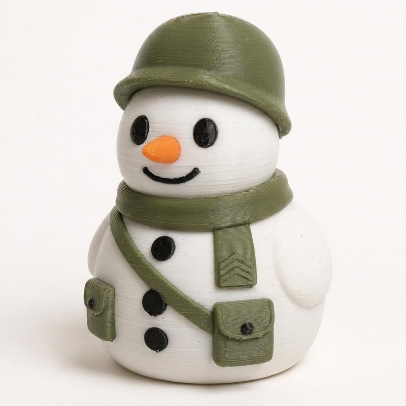 Army Snowman Collectible Figurine - Unique Desk Decor for Adults – 3D Printed in Canada