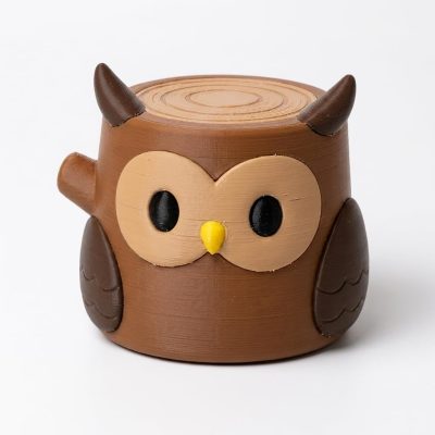 Horned Owl Tree Stump Collectible Figurine - Unique Shelf Decor for Adults – 3D Printed in Canada — 3D Printed Owls by 3DCentral