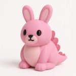 Pink Dinosaur Bunny Collectible Figurine - Unique Desk Decor for Adults – 3D Printed in Canada