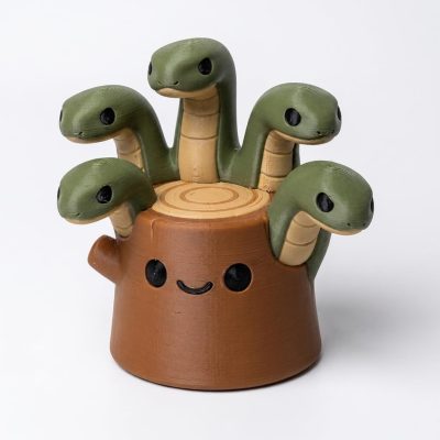 6-Headed Serpent Tree Stump Collectible Figurine - Unique Desk Decor for Adults – 3D Printed in Canada — 3D Printed Figurines by 3DCentral