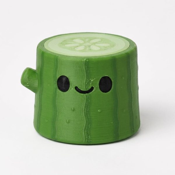 Cucumber Tree Stump Collectible Figurine – Unique Desk Decor for Adults – 3D Printed in Canada