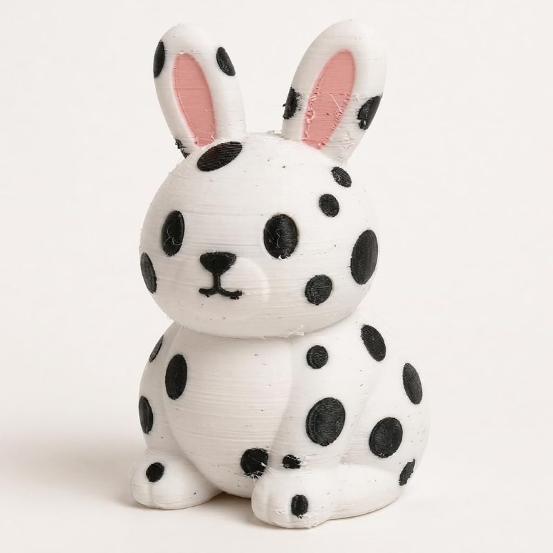Dalmatian Bunny Collectible Figurine - Unique Desk Decor for Adults – 3D Printed in Canada