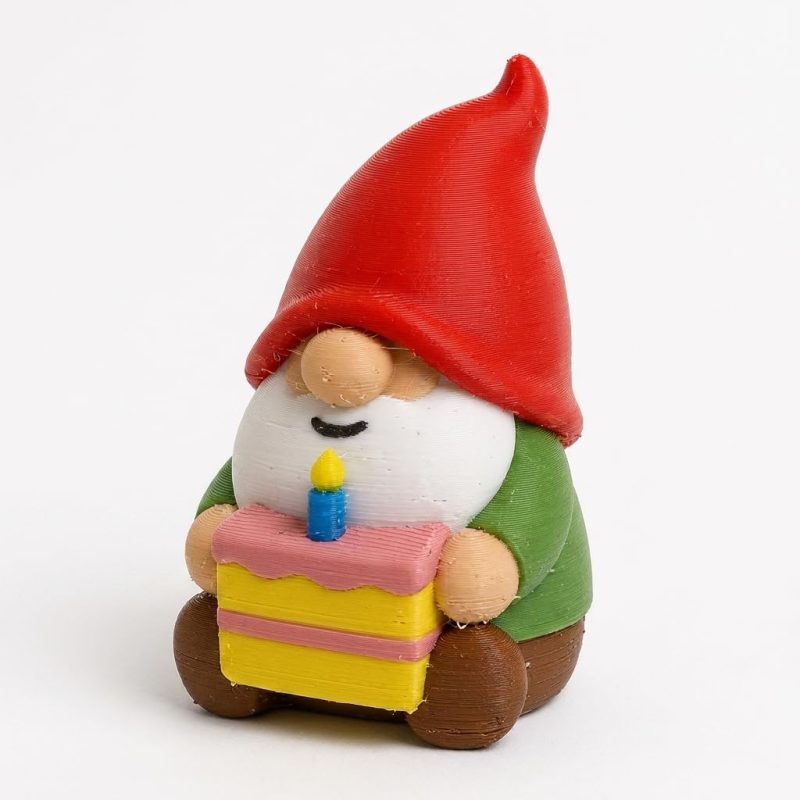 Birthday Cake Gnome Collectible Figurine - Unique Desk Decor for Adults – 3D Printed in Canada