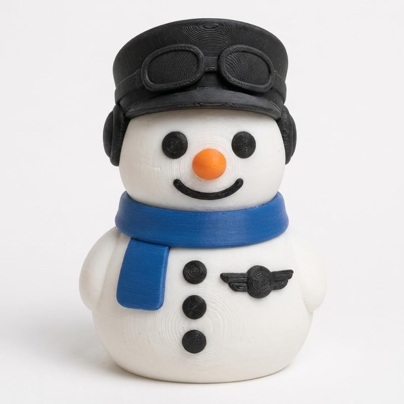 Aircraft Pilot Snowman Collectible Figurine - Unique Desk Decor for Adults – 3D Printed in Canada