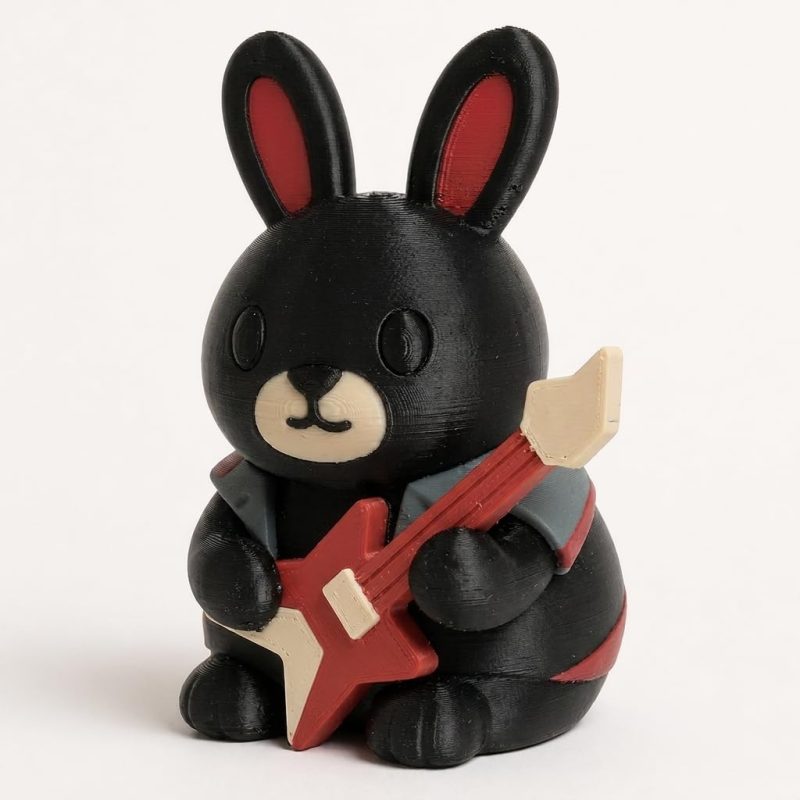 Rock Bunny Collectible Figurine - Unique Desk Decor for Adults – 3D Printed in Canada