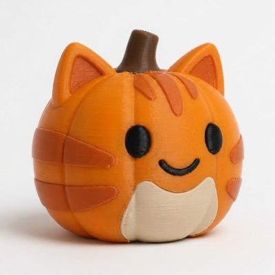 Orange Tabby Cat Pumpkin Collectible Figurine - Unique Desk Decor for Cat Lovers – 3D Printed in Canada — 3D Printed Cats by 3DCentral