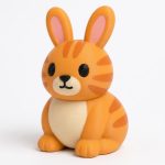 Orange Tabby Cat Bunny Collectible Figurine - Unique Desk Decor for Adults – 3D Printed in Canada