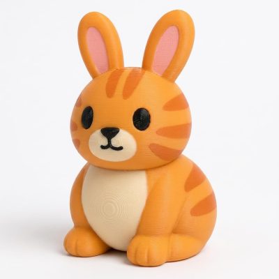 Orange Tabby Cat Bunny Collectible Figurine - Unique Desk Decor for Adults – 3D Printed in Canada — 3D Printed Cats by 3DCentral