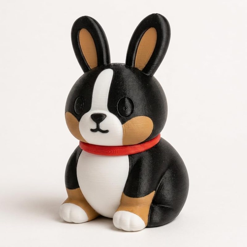 Boston Terrier Bunny Collectible Figurine - Unique Desk Decor for Adults – 3D Printed in Canada
