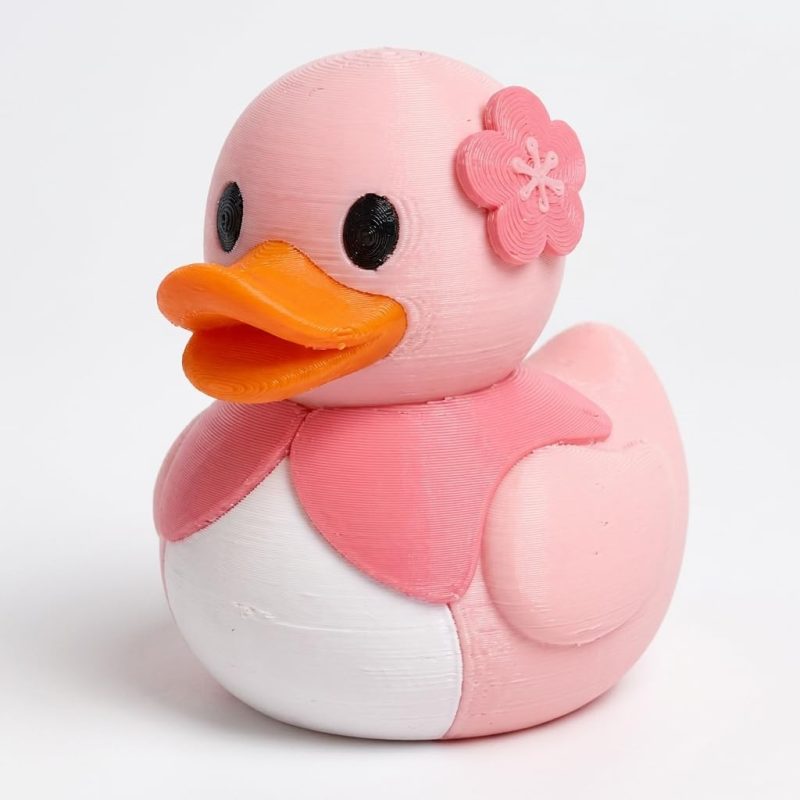 Cherry Blossom Duck Collectible Figurine - Unique Desk Decor for Adults – 3D Printed in Canada
