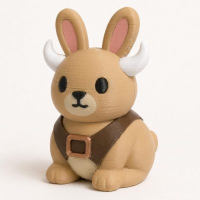Bull Bunny Collectible Figurine - Unique Desk Decor for Adults – 3D Printed in Canada — 3D Printed Bunnies by 3DCentral