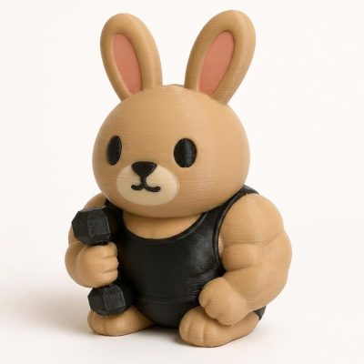 Gym Bro Bunny Collectible Figurine - Unique Desk Decor for Fitness Enthusiasts – 3D Printed in Canada — 3D Printed Bunnies by 3DCentral