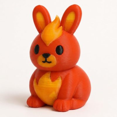 Fire Elemental Bunny Collectible Figurine - Unique Desk Decor for Adults – 3D Printed in Canada — 3D Printed Bunnies by 3DCentral