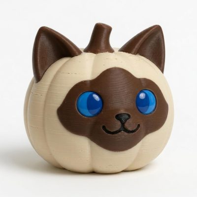 Siamese Cat Pumpkin Collectible Figurine - Unique Desk Decor for Cat Lovers – 3D Printed in Canada — 3D Printed Cats by 3DCentral