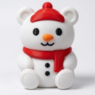 Snowman Christmas Teddy Bear Cub Collectible Figurine - Unique Desk Decor for Adults – 3D Printed in Canada — 3D Printed Bears by 3DCentral