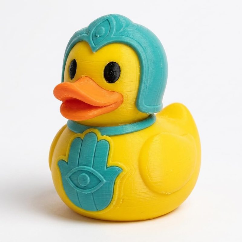 Hamsa Hand Duck Collectible Figurine - Unique Desk Decor for Adults – 3D Printed in Canada