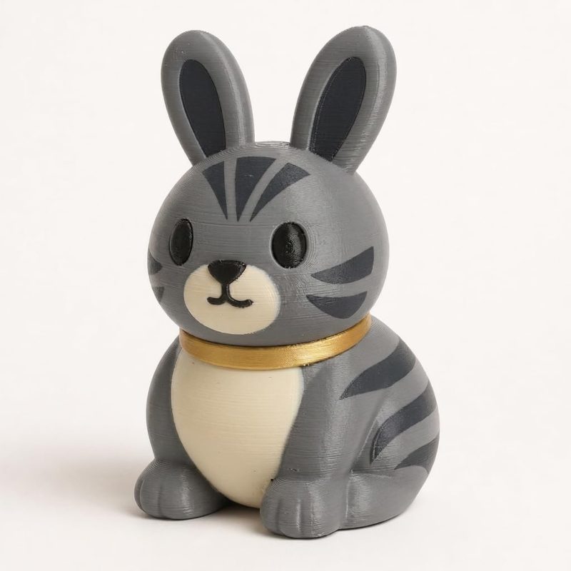Egyptian Mau Bunny Collectible Figurine - Unique Desk Decor for Adults – 3D Printed in Canada