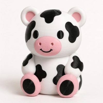 Dairy Cow Teddy Bear Cub Collectible Figurine - Unique Desk Decor for Adults – 3D Printed in Canada — 3D Printed Bears by 3DCentral