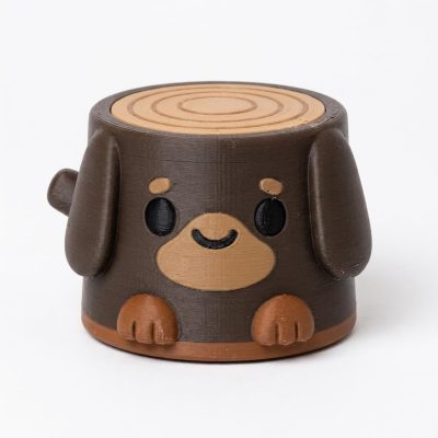Dark Dachshund Tree Stump Collectible Figurine - Unique Desk Decor for Adults – 3D Printed in Canada — 3D Printed Figurines by 3DCentral