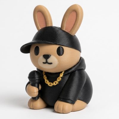 Hip Hop Rapper Bunny Collectible Figurine - Unique Desk Decor for Adults – 3D Printed in Canada — 3D Printed Bunnies by 3DCentral