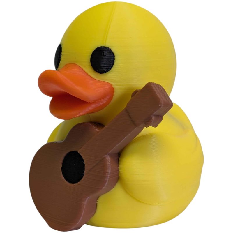 Acoustic Guitar Duck Collectible Figurine - Unique Desk Decor for Adults – 3D Printed in Canada