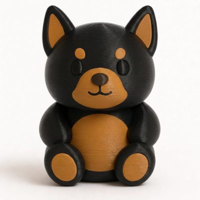 Playful Doberman Teddy Bear Cub Collectible Figurine - Unique Desk Decor for Adults – 3D Printed in Canada — 3D Printed Bears by 3DCentral