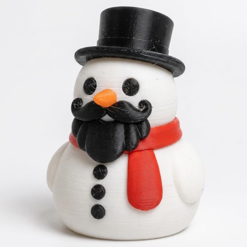 Fancy Mustache Snowman Collectible Figurine - Unique Office Decor for Adults – 3D Printed in Canada