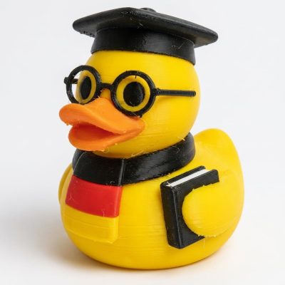German Learner Duck Collectible Figurine - Unique Desk Decor for Adults – 3D Printed in Canada — 3D Printed Ducks by 3DCentral