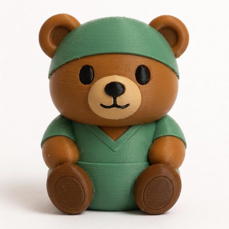 Surgeon Teddy Bear Cub Collectible Figurine - Unique Desk Decor for Adults – 3D Printed in Canada