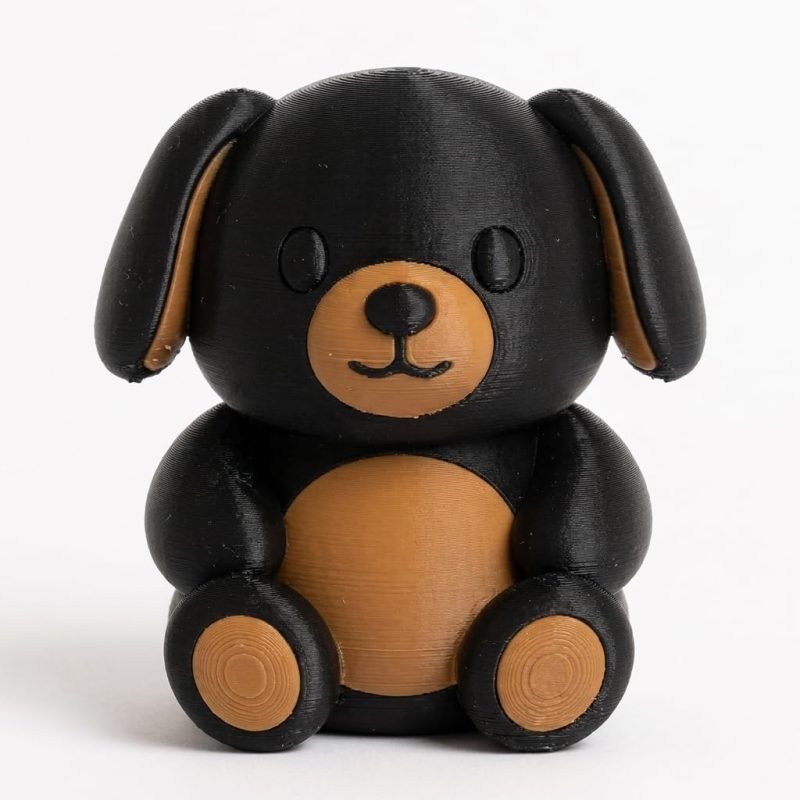 Dark Dachshund Teddy Bear Cub Collectible Figurine - Unique Desk Decor for Adults – 3D Printed in Canada