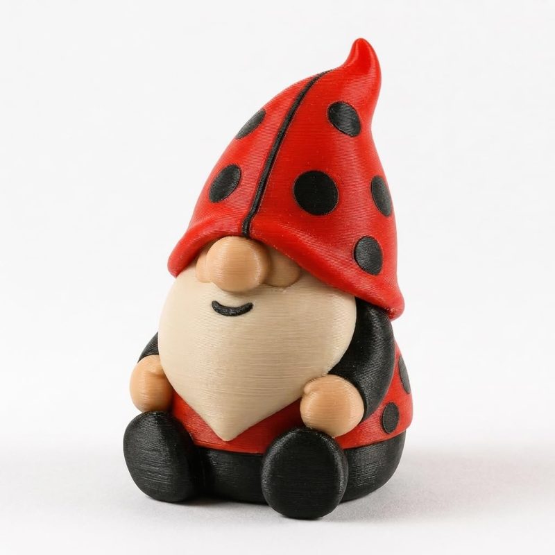 Ladybug Gnome Collectible Figurine - Unique Desk Decor for Adults – 3D Printed in Canada