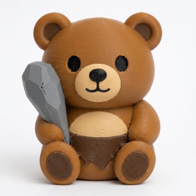 Caveman Teddy Bear Cub Collectible Figurine - Unique Desk Decor for Adults – 3D Printed in Canada — 3D Printed Bears by 3DCentral