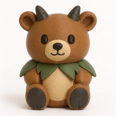 Faun Chonky Teddy Bear Cub Collectible Figurine - Unique Desk Decor for Adults – 3D Printed in Canada — 3D Printed Bears by 3DCentral