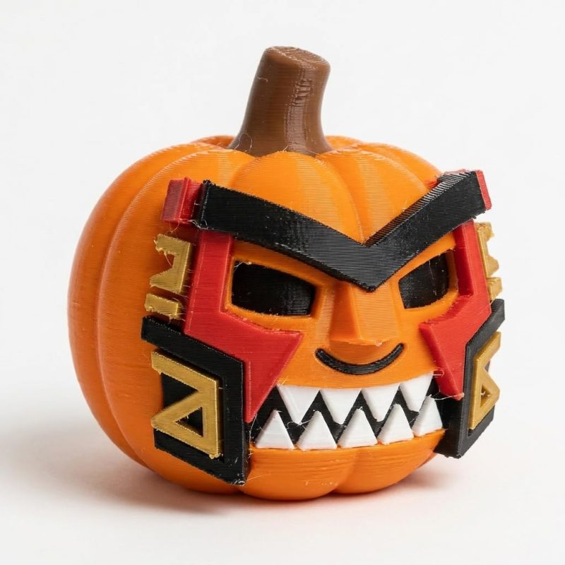 Voodoo Mask Pumpkin Collectible Figurine - Unique Desk Decor for Adults – 3D Printed in Canada
