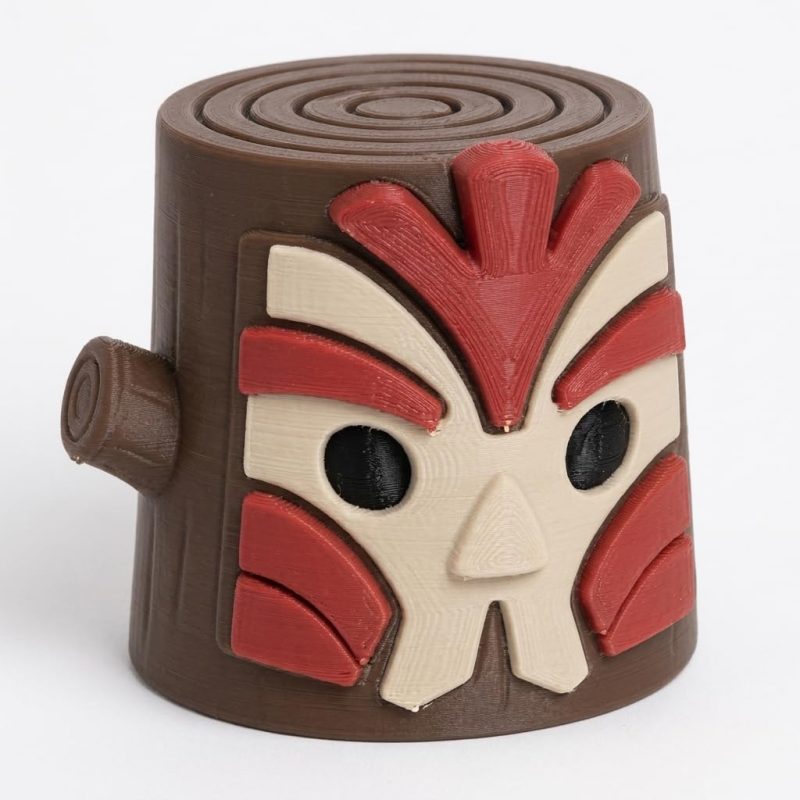 Voodoo Mask Tree Stump Collectible Figurine - Unique Desk Decor for Adults – 3D Printed in Canada