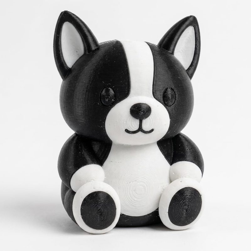 Boston Terrier Chonky Teddy Bear Cub Collectible Figurine - Unique Desk Decor for Adults – 3D Printed in Canada
