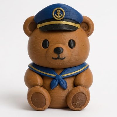 Captain's Hat Teddy Bear Cub Collectible Figurine - Unique Desk Decor for Adults – 3D Printed in Canada — 3D Printed Bears by 3DCentral