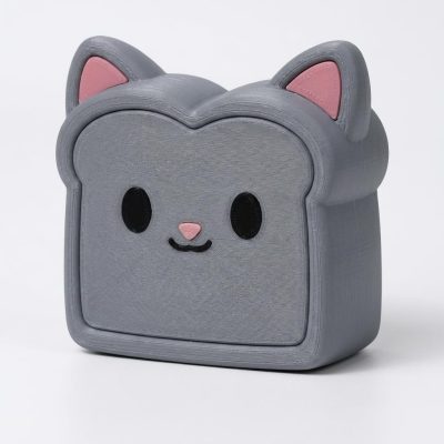 Russian Blue Cat Toast Collectible Figurine - Unique Desk Decor for Cat Lovers – 3D Printed in Canada — 3D Printed Cats by 3DCentral