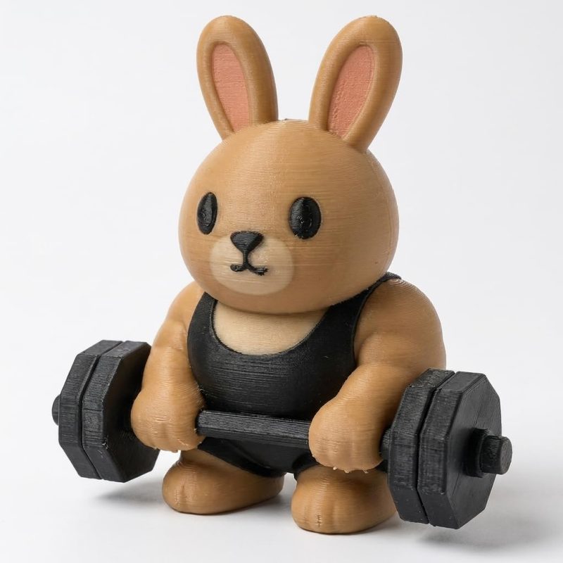 Powerlifter Bunny Collectible Figurine - Unique Desk Decor for Adults – 3D Printed in Canada