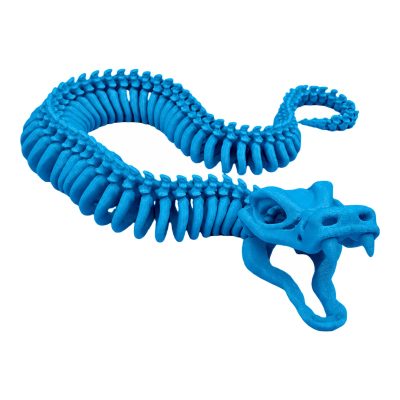 Articulated Snake Skeleton Figurine – Flexible Poseable Rattlesnake, Fanged Skull, Hinged Jaw – Halloween Gothic Desk Decor, Collectible Gift – 3D Printed in Canada — 3D Printed Skulls by 3DCentral