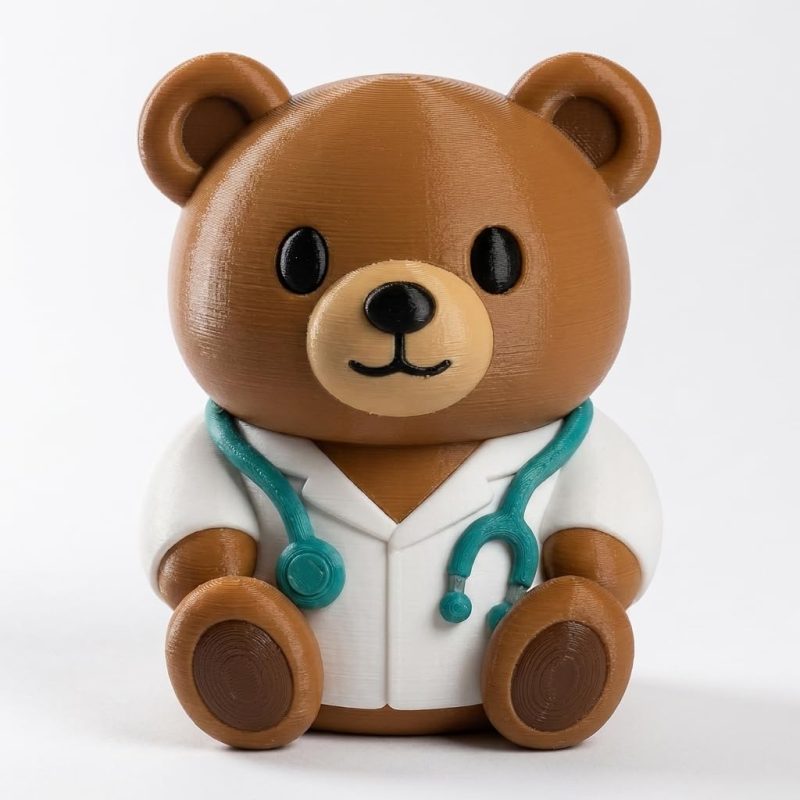 Doctor Teddy Bear Cub Collectible Figurine - Unique Desk Decor for Adults – 3D Printed in Canada