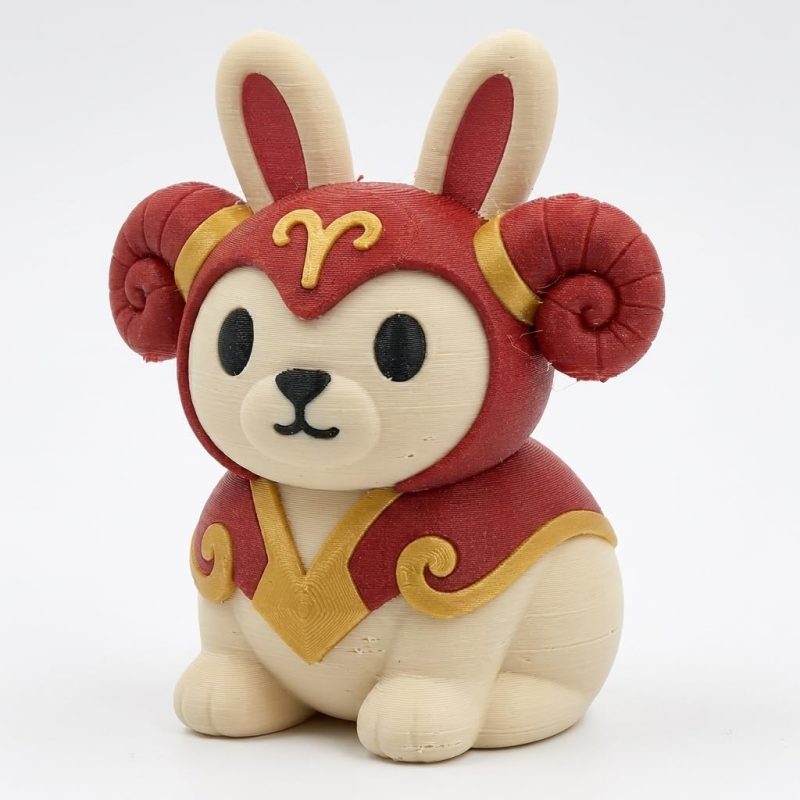 Aries Bunny Collectible Figurine - Unique Desk Decor for Adults – 3D Printed in Canada