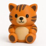 Orange Tabby Cat Teddy Bear Cub Collectible Figurine - Unique Desk Decor for Adults – 3D Printed in Canada