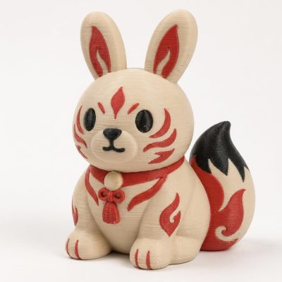 Kitsune Bunny Collectible Figurine - Unique Desk Decor for Adults – 3D Printed in Canada — 3D Printed Bunnies by 3DCentral