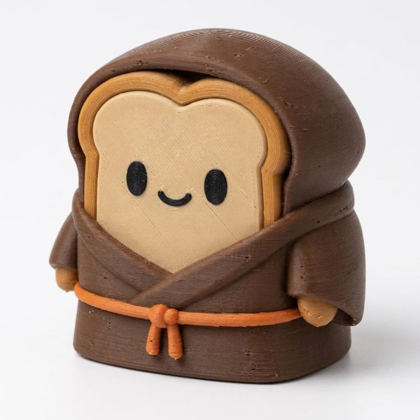 Monk Toast Collectible Figurine – Unique Desk Decor for Adults – 3D Printed in Canada