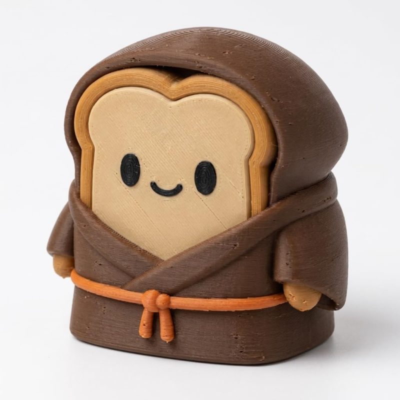 Monk Toast Collectible Figurine - Unique Desk Decor for Adults – 3D Printed in Canada