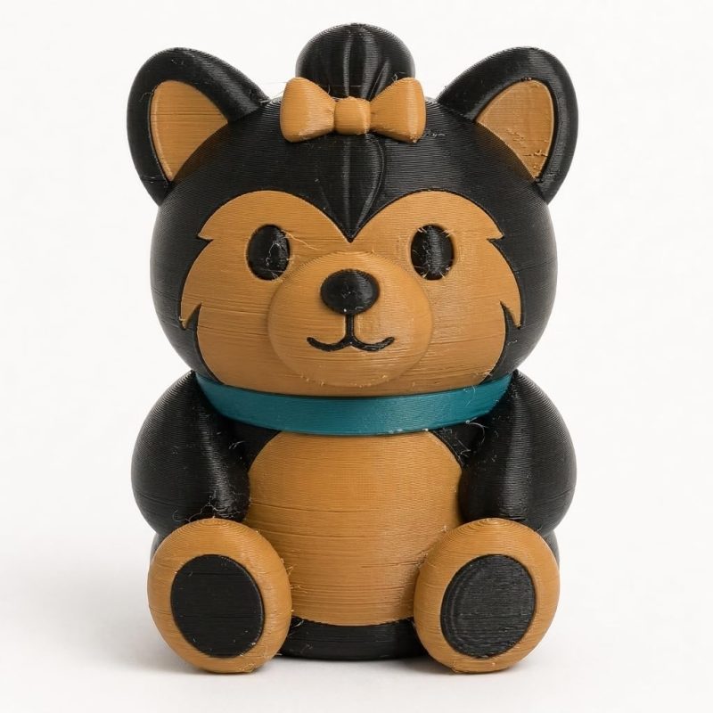 Yorkshire Terrier Chonky Teddy Bear Cub Collectible Figurine - Unique Desk Decor for Adults – 3D Printed in Canada